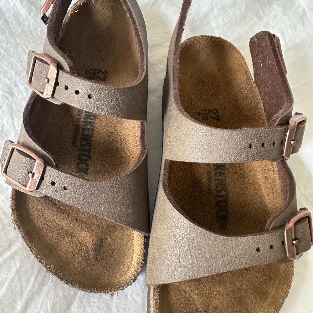 Birkenstock Roma Kids Birkibuc Mocha Sandals - Size EU27/US 9-9.5